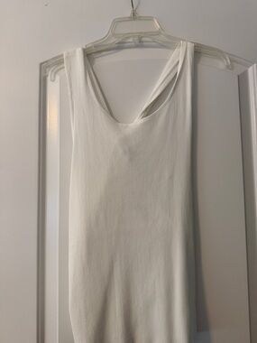 Maje White Ribbed V-Neck Tank